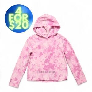 4/$20 - Jumping Beans Girls Fleece Hoodie Pink Hearts Tie Dye Size 7